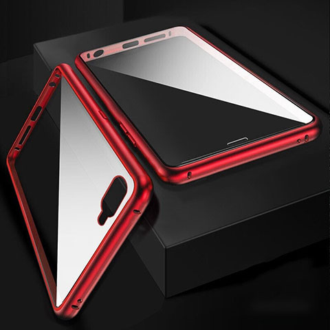 Funda Bumper Lujo Marco de Aluminio Espejo 360 Grados Carcasa T06 para Oppo K1 Rojo