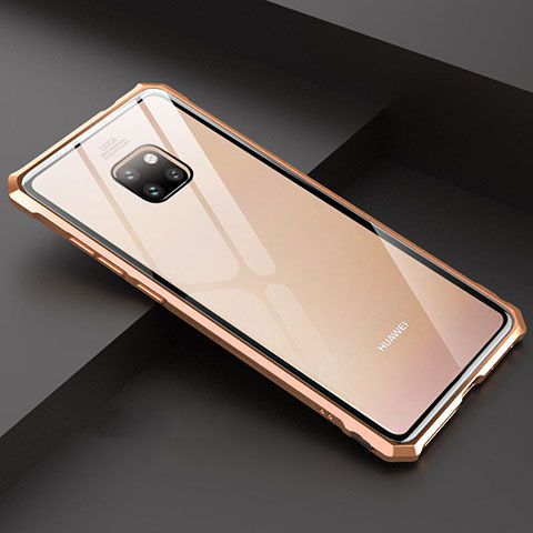 Funda Bumper Lujo Marco de Aluminio Espejo 360 Grados Carcasa T07 para Huawei Mate 20 Oro