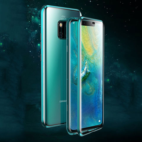 Funda Bumper Lujo Marco de Aluminio Espejo 360 Grados Carcasa T07 para Huawei Mate 20 Pro Cian