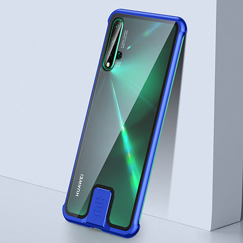 Funda Bumper Lujo Marco de Aluminio Espejo 360 Grados Carcasa T07 para Huawei Nova 5 Azul