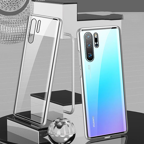 Funda Bumper Lujo Marco de Aluminio Espejo 360 Grados Carcasa T07 para Huawei P30 Pro New Edition Plata