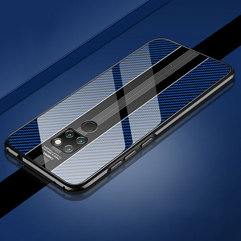 Funda Bumper Lujo Marco de Aluminio Espejo 360 Grados Carcasa T08 para Huawei Mate 20 Azul