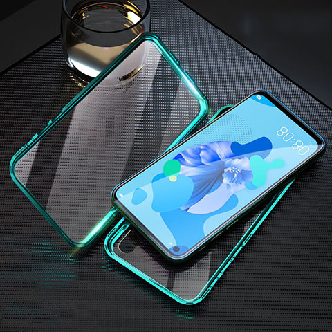 Funda Bumper Lujo Marco de Aluminio Espejo 360 Grados Carcasa T08 para Huawei Nova 5i Cian