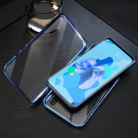 Funda Bumper Lujo Marco de Aluminio Espejo 360 Grados Carcasa T08 para Huawei P20 Lite (2019) Azul