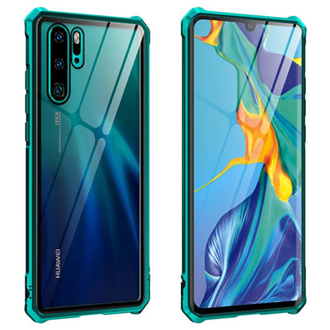 Funda Bumper Lujo Marco de Aluminio Espejo 360 Grados Carcasa T08 para Huawei P30 Pro New Edition Verde