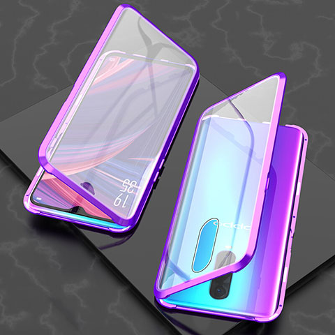 Funda Bumper Lujo Marco de Aluminio Espejo 360 Grados Carcasa T08 para Oppo R17 Pro Morado