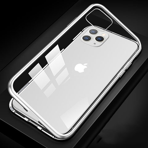 Funda Bumper Lujo Marco de Aluminio Espejo 360 Grados Carcasa T09 para Apple iPhone 11 Pro Blanco