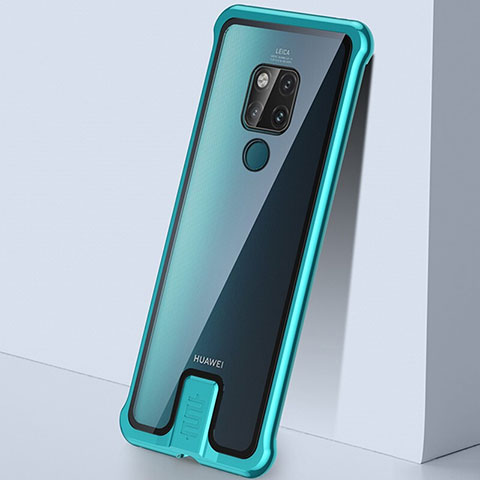 Funda Bumper Lujo Marco de Aluminio Espejo 360 Grados Carcasa T09 para Huawei Mate 20 Cian