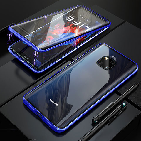 Funda Bumper Lujo Marco de Aluminio Espejo 360 Grados Carcasa T10 para Huawei Mate 20 Pro Azul