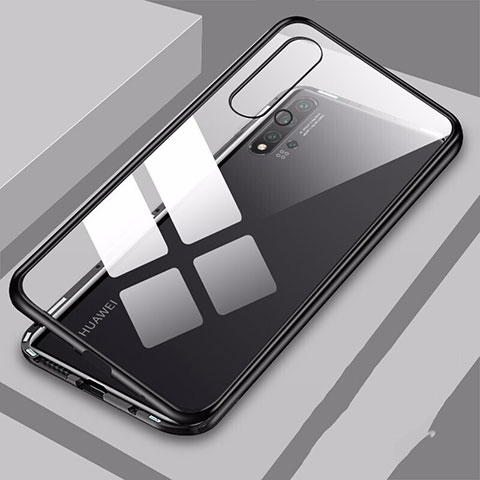 Funda Bumper Lujo Marco de Aluminio Espejo 360 Grados Carcasa T10 para Huawei Nova 5 Negro