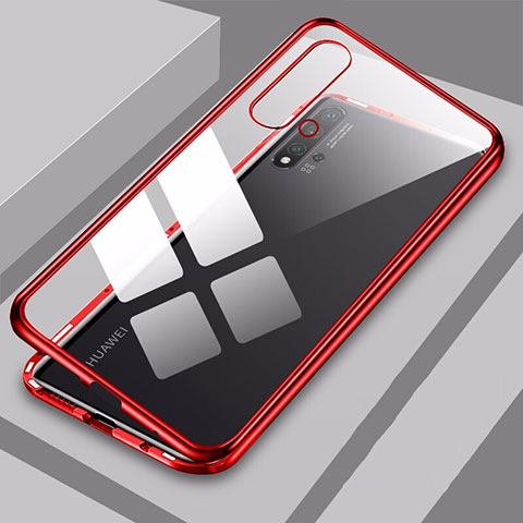 Funda Bumper Lujo Marco de Aluminio Espejo 360 Grados Carcasa T10 para Huawei Nova 5 Pro Rojo