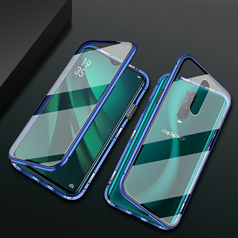 Funda Bumper Lujo Marco de Aluminio Espejo 360 Grados Carcasa T10 para Oppo R17 Pro Azul