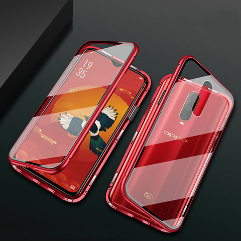 Funda Bumper Lujo Marco de Aluminio Espejo 360 Grados Carcasa T10 para Oppo RX17 Pro Rojo