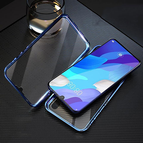 Funda Bumper Lujo Marco de Aluminio Espejo 360 Grados Carcasa T11 para Huawei Nova 5 Azul