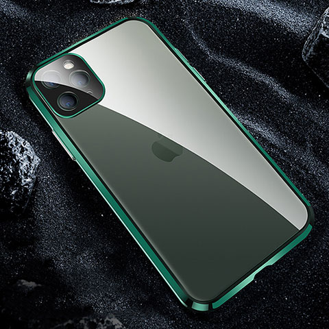 Funda Bumper Lujo Marco de Aluminio Espejo 360 Grados Carcasa T12 para Apple iPhone 11 Pro Verde