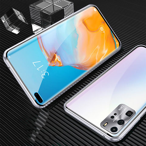 Funda Bumper Lujo Marco de Aluminio Espejo 360 Grados Carcasa T12 para Huawei P40 Pro Plata