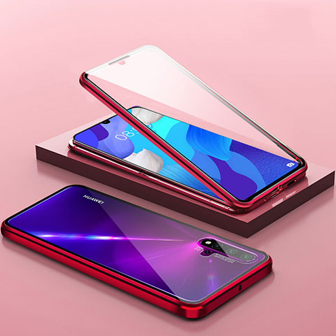 Funda Bumper Lujo Marco de Aluminio Espejo 360 Grados Carcasa T14 para Huawei Nova 5 Pro Rojo