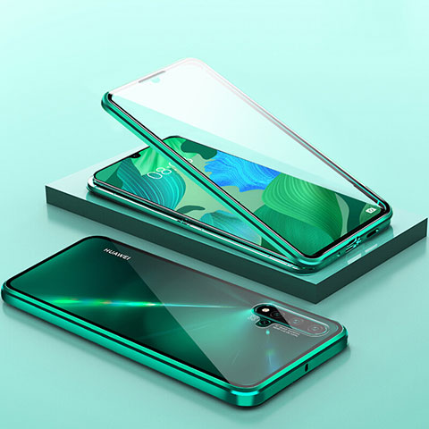 Funda Bumper Lujo Marco de Aluminio Espejo 360 Grados Carcasa T14 para Huawei Nova 5 Verde