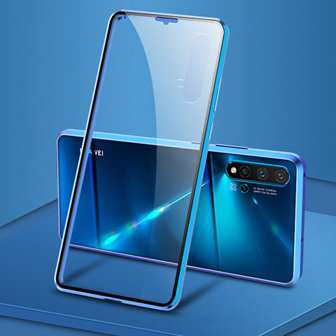 Funda Bumper Lujo Marco de Aluminio Espejo 360 Grados Carcasa T15 para Huawei Nova 5 Azul