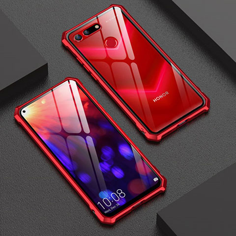 Funda Bumper Lujo Marco de Aluminio Espejo Carcasa M01 para Huawei Honor V20 Rojo