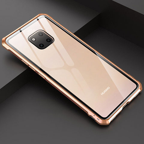 Funda Bumper Lujo Marco de Aluminio Espejo Carcasa M03 para Huawei Mate 20 Pro Oro