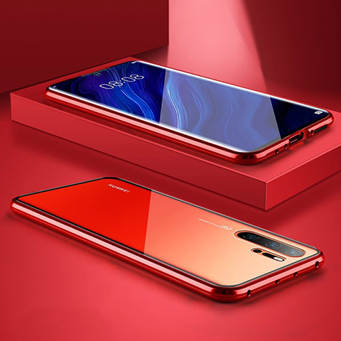 Funda Bumper Lujo Marco de Aluminio Espejo Carcasa M05 para Huawei P30 Pro New Edition Rojo