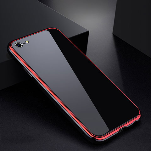 Funda Bumper Lujo Marco de Aluminio Espejo Carcasa para Apple iPhone 6 Rojo y Negro