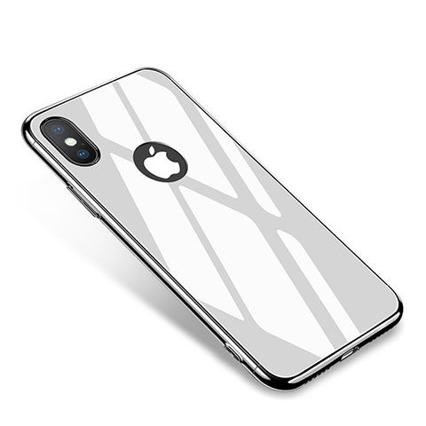 Funda Bumper Lujo Marco de Aluminio Espejo Carcasa para Apple iPhone X Blanco