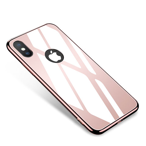 Funda Bumper Lujo Marco de Aluminio Espejo Carcasa para Apple iPhone X Oro Rosa