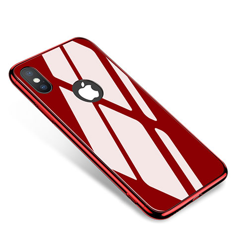 Funda Bumper Lujo Marco de Aluminio Espejo Carcasa para Apple iPhone X Rojo