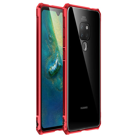 Funda Bumper Lujo Marco de Aluminio Espejo Carcasa para Huawei Mate 20 Rojo