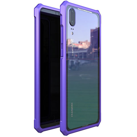 Funda Bumper Lujo Marco de Aluminio Espejo Carcasa para Huawei P20 Morado