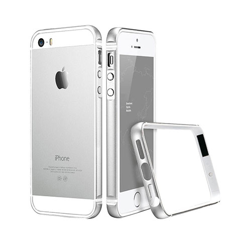 Funda Bumper Lujo Marco de Aluminio para Apple iPhone 5 Plata