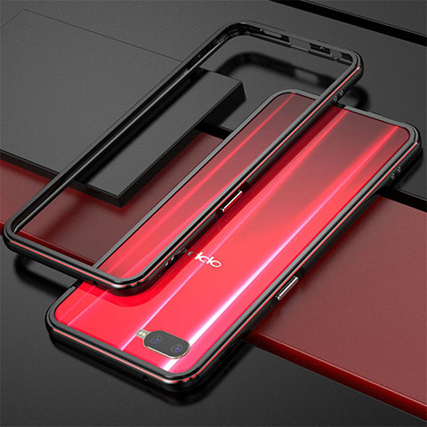 Funda Bumper Lujo Marco de Aluminio para Oppo K1 Rojo y Negro