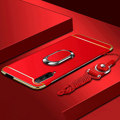 Funda Bumper Lujo Marco de Metal y Plastico Carcasa con Anillo de dedo Soporte A01 para Huawei Honor 9X Pro Rojo