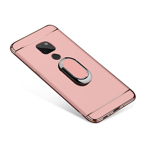 Funda Bumper Lujo Marco de Metal y Plastico Carcasa con Anillo de dedo Soporte A01 para Huawei Mate 20 Oro Rosa