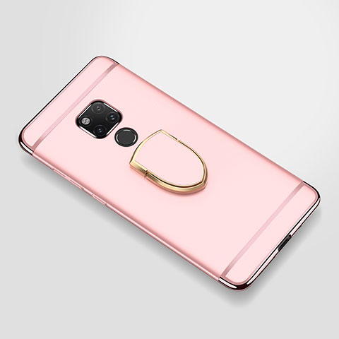 Funda Bumper Lujo Marco de Metal y Plastico Carcasa con Anillo de dedo Soporte A01 para Huawei Mate 20 X Oro Rosa