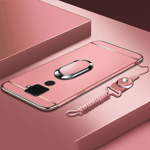 Funda Bumper Lujo Marco de Metal y Plastico Carcasa con Anillo de dedo Soporte A01 para Huawei Mate 30 Lite Oro Rosa