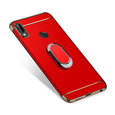 Funda Bumper Lujo Marco de Metal y Plastico Carcasa con Anillo de dedo Soporte A01 para Huawei Nova 3i Rojo