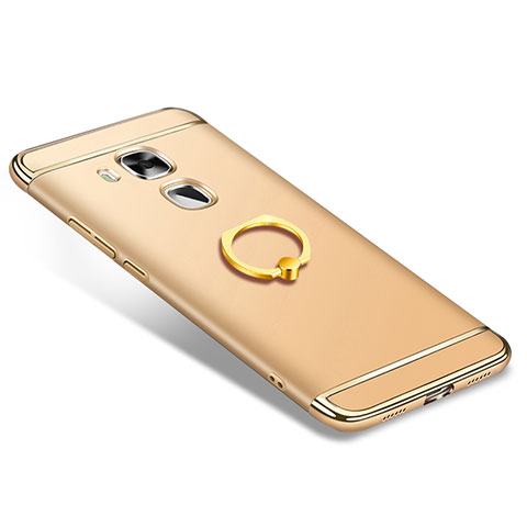 Funda Bumper Lujo Marco de Metal y Plastico Carcasa con Anillo de dedo Soporte A01 para Huawei Nova Plus Oro