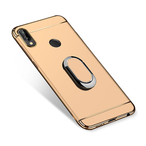 Funda Bumper Lujo Marco de Metal y Plastico Carcasa con Anillo de dedo Soporte A01 para Huawei P Smart+ Plus Oro