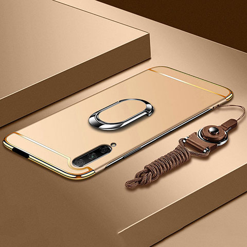 Funda Bumper Lujo Marco de Metal y Plastico Carcasa con Anillo de dedo Soporte A01 para Huawei P Smart Pro (2019) Oro