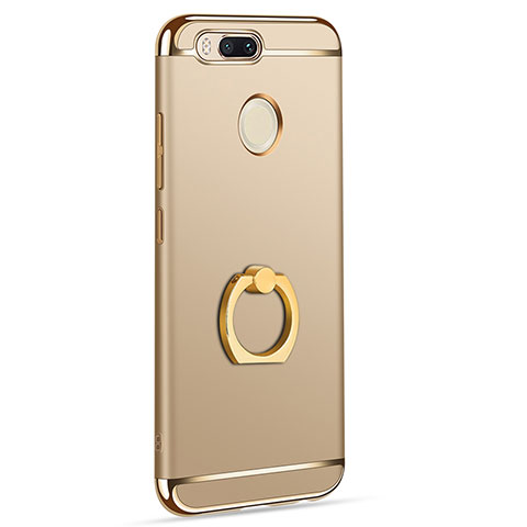 Funda Bumper Lujo Marco de Metal y Plastico Carcasa con Anillo de dedo Soporte A01 para Xiaomi Mi A1 Oro