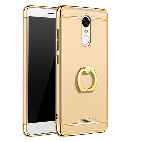 Funda Bumper Lujo Marco de Metal y Plastico Carcasa con Anillo de dedo Soporte A01 para Xiaomi Redmi Note 3 Oro