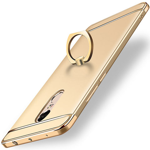 Funda Bumper Lujo Marco de Metal y Plastico Carcasa con Anillo de dedo Soporte A01 para Xiaomi Redmi Note 4X High Edition Oro