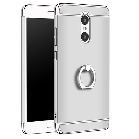 Funda Bumper Lujo Marco de Metal y Plastico Carcasa con Anillo de dedo Soporte A01 para Xiaomi Redmi Pro Plata