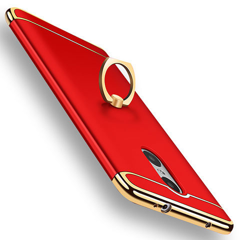 Funda Bumper Lujo Marco de Metal y Plastico Carcasa con Anillo de dedo Soporte A01 para Xiaomi Redmi Pro Rojo