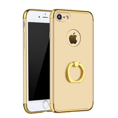 Funda Bumper Lujo Marco de Metal y Plastico Carcasa con Anillo de dedo Soporte A02 para Apple iPhone SE (2020) Oro