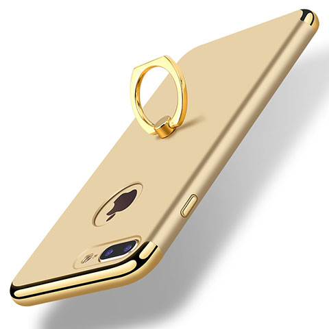 Funda Bumper Lujo Marco de Metal y Plastico Carcasa con Anillo de dedo Soporte A07 para Apple iPhone 8 Plus Oro