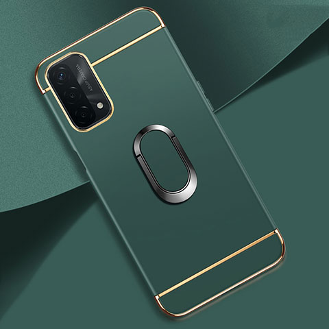 Funda Bumper Lujo Marco de Metal y Plastico Carcasa con Anillo de dedo Soporte P02 para OnePlus Nord N200 5G Verde Noche